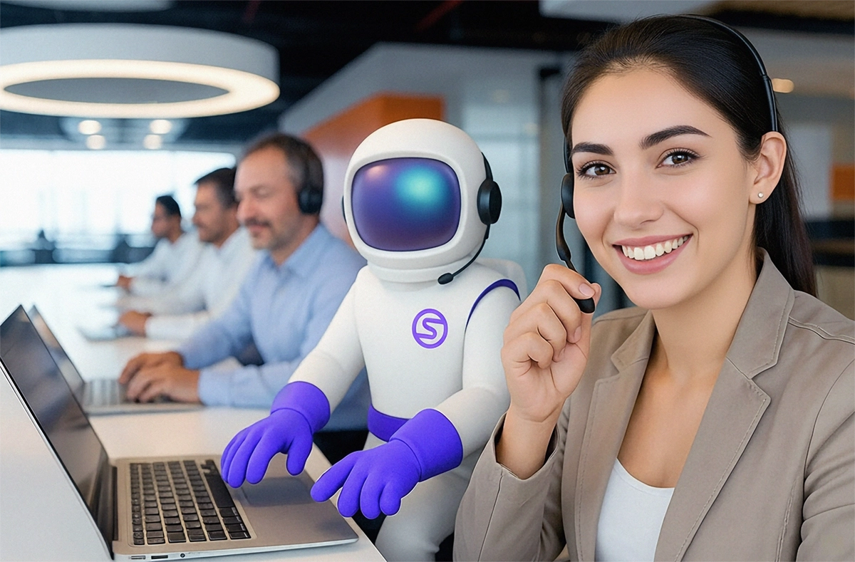 Spacinaut assisting an employee