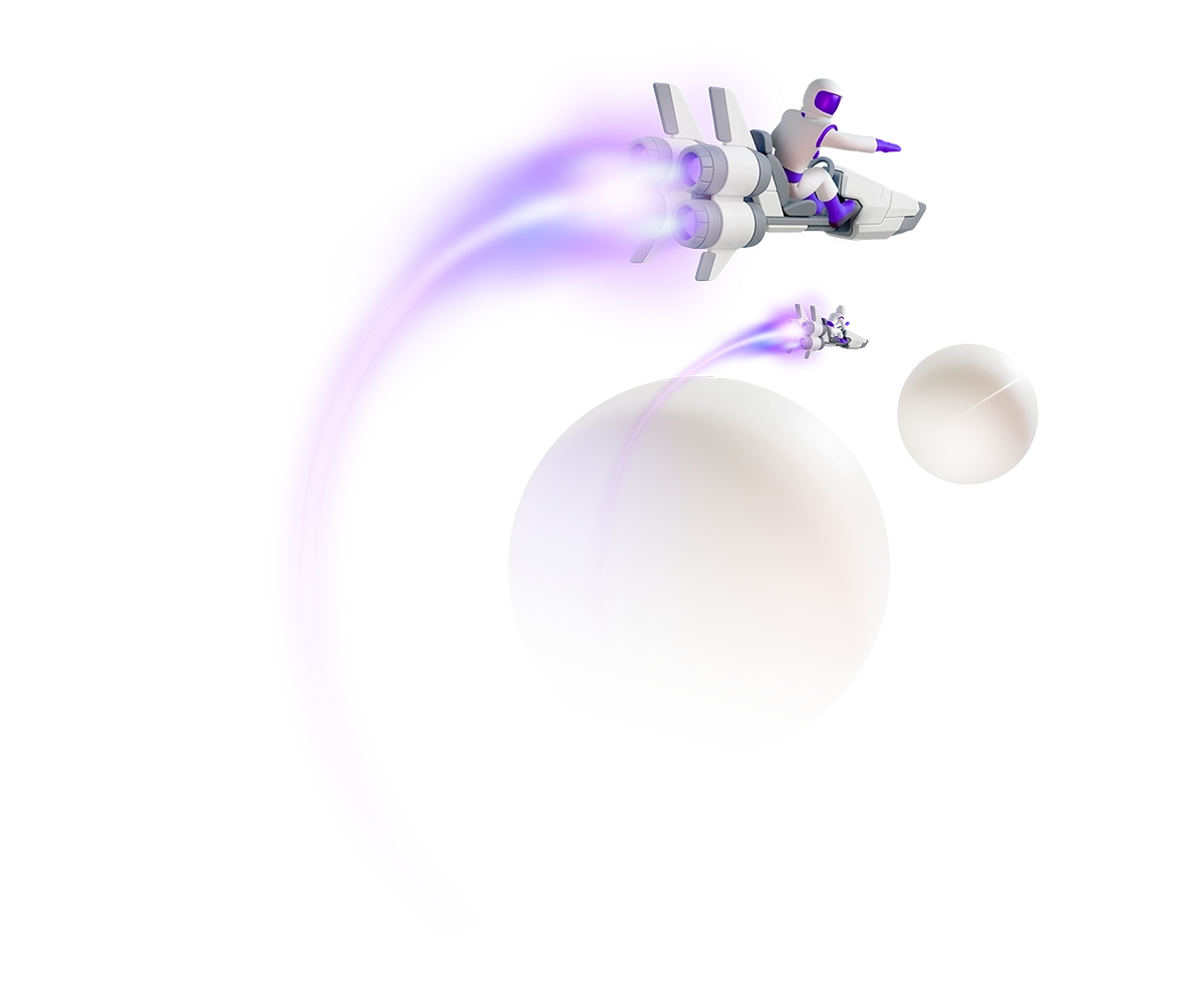 Spacinauts flying towards a shining star